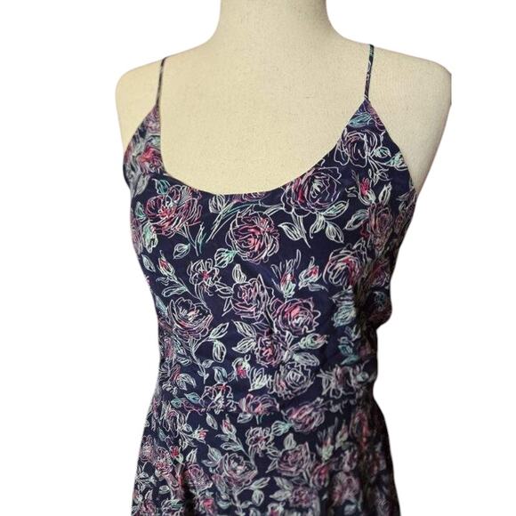 Joie Nanon Floral 100% Silk Dress Dark Navy ‎ medium cottagecore - Picture 4 of 8